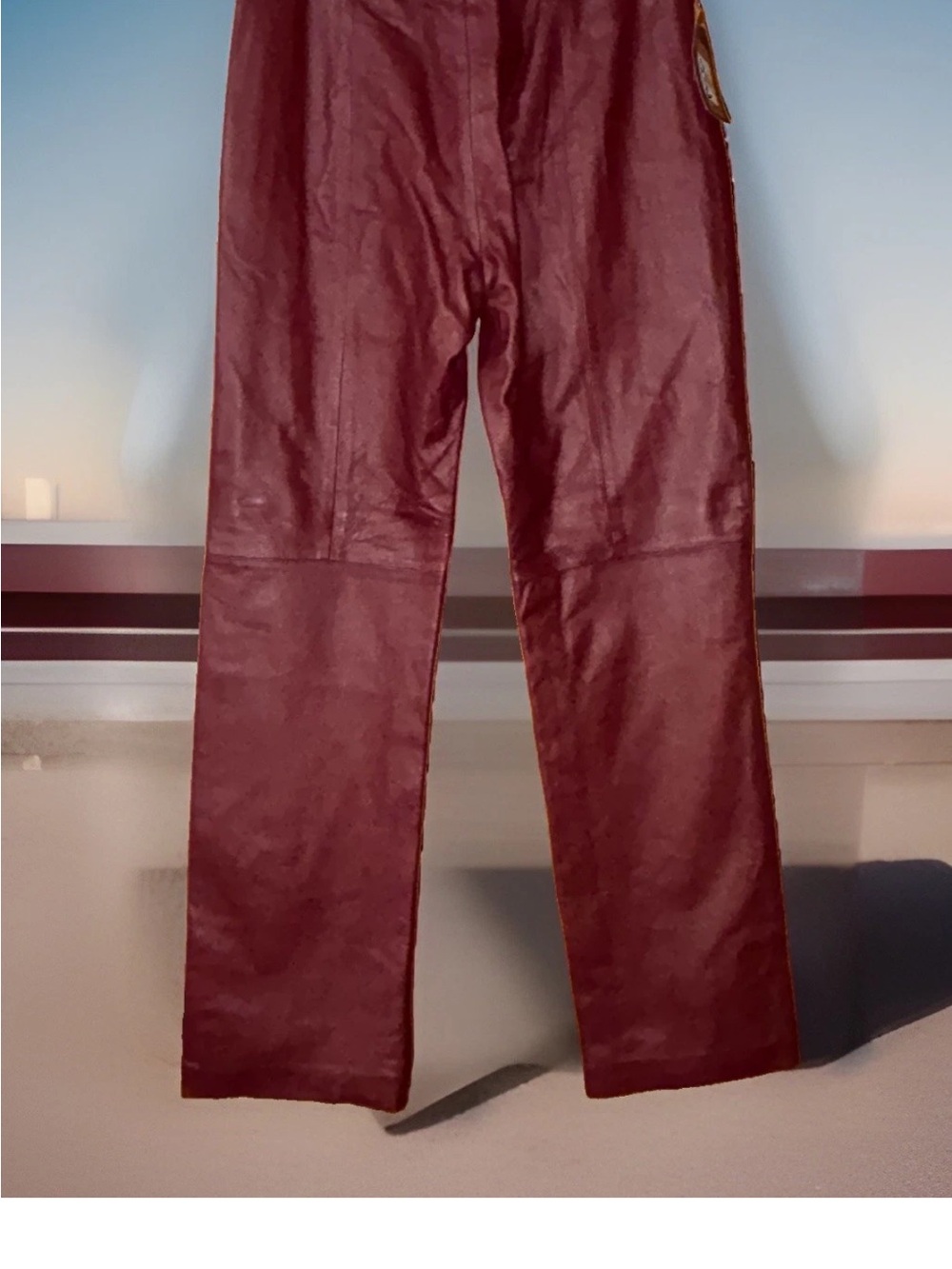 Clio Burgundy Straight-Leg Leather Pants women’s size 12 NWT